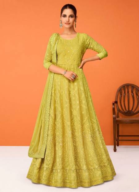 Yellow Colour Aashirwad Gulkand Imara New Latest Designer Party Wear Georgette Long Anarkali Suit Collection 9323